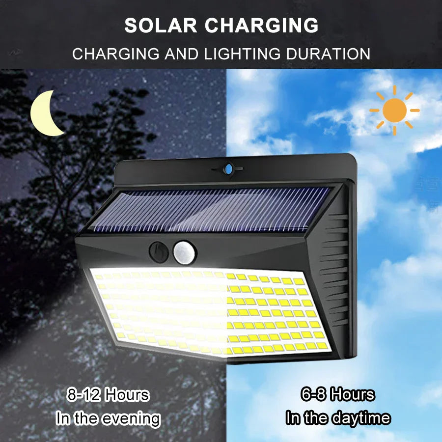 DecorBites™ 138 LED Solar Wall Lamp Security Motion Sensor 3 Modes Fence Yard Deck